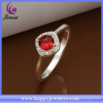 New trendy fashion ring red zircon stone cheap price 925 silver ring (CR328)
